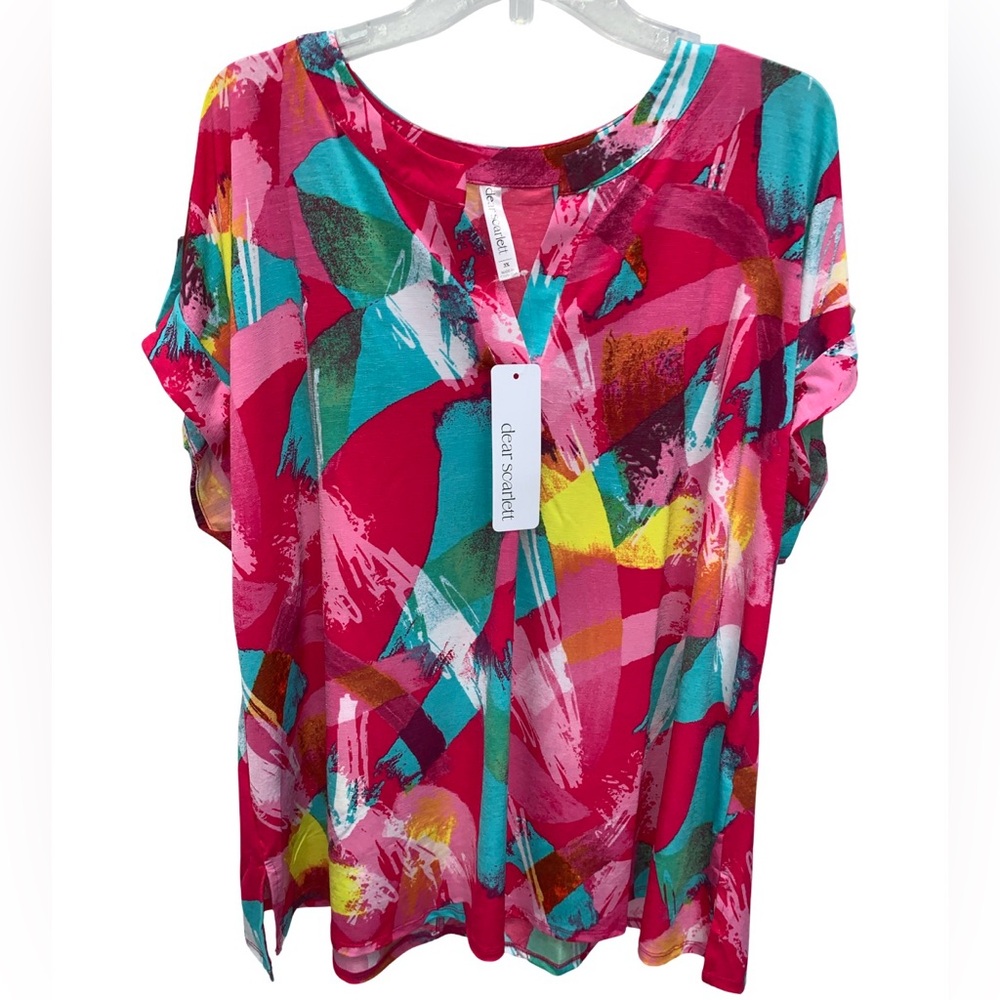 Dear Scarlett Vibrant Ladies Cali Blouse Size 3X NWT
